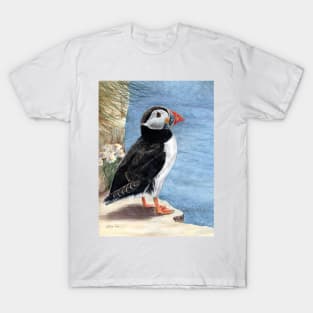 Puffin on cliff edge T-Shirt
